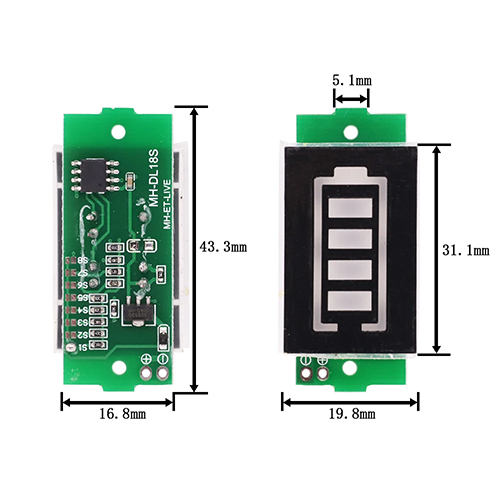 Lithium Battery Charge Level Indicator Circuit Module. 