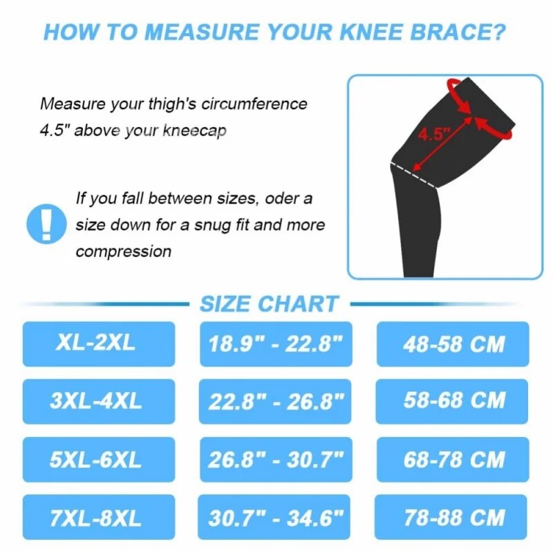 XL-6XL Double Straps Knee Brace with Rubber Washer Spring Support Plus Size, Oversized Meniscus Tear Joint Pain Injury Recovery. 