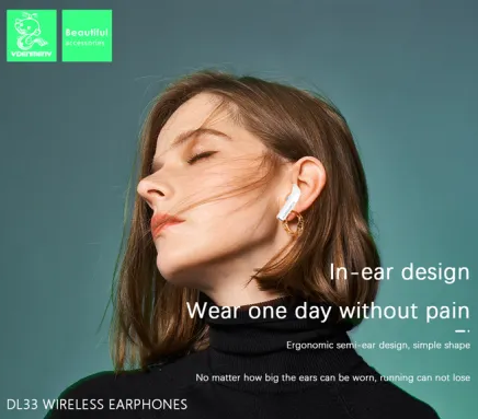 VDENMENV DL33 Transparent design TWS Noise Reduction Stereo Earbuds Handfree Call Headset with Mic and Charging Case. 