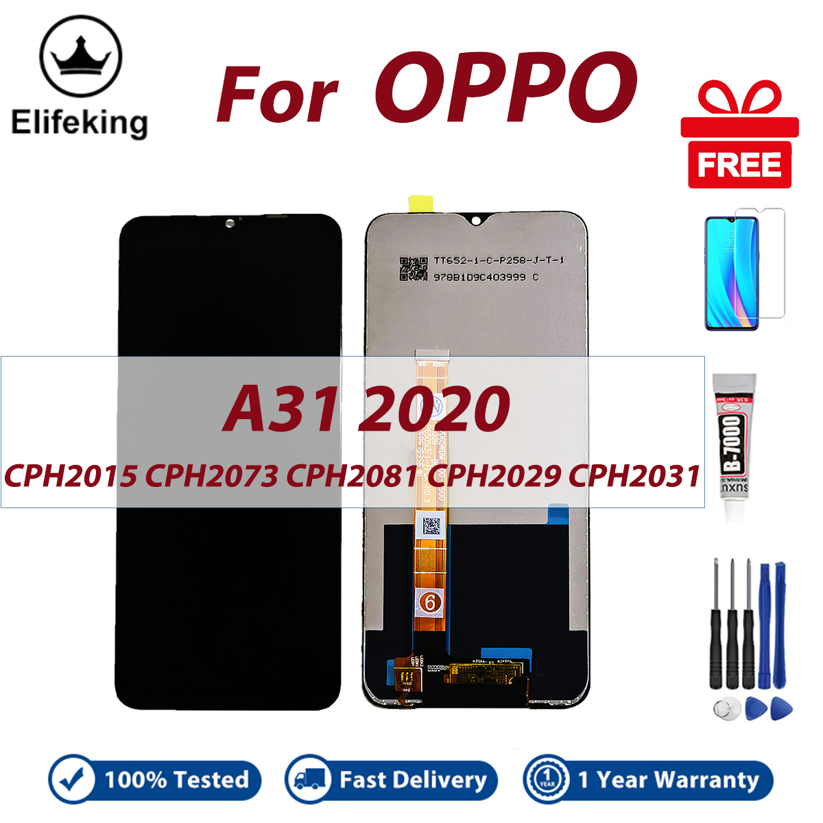 LCD For OPPO A31 2020 CPH2015 CPH2073 CPH2081 Display Touch Screen Digitizer Assembly Replacement Parts CPH2029