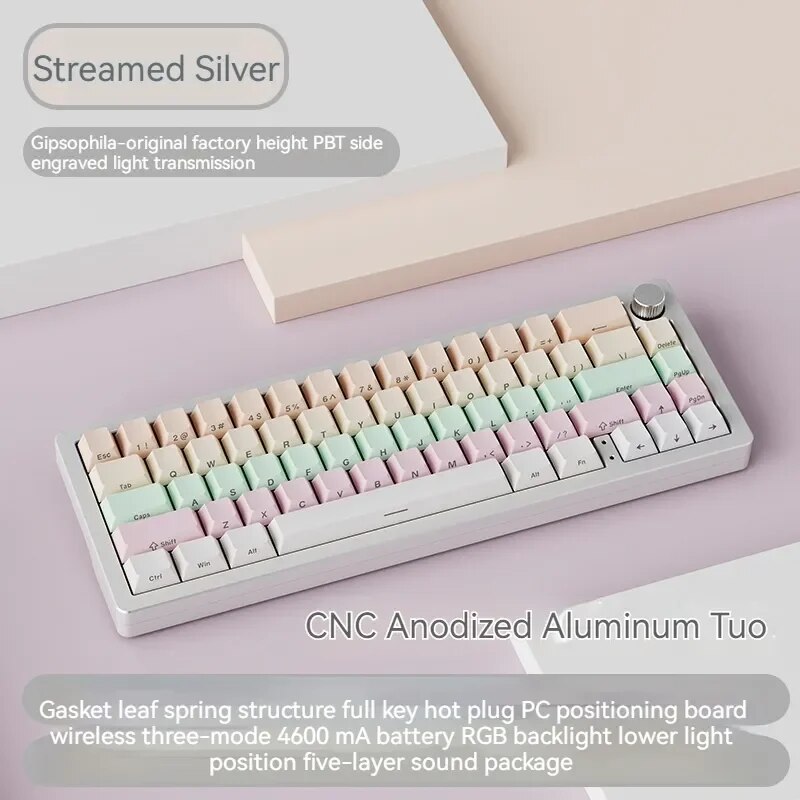 Xinmeng A66 Aluminum Tuotuo The Third Mock Examination Mechanical Keyboard Bluetooth Wireless Rgb Hot Plug Axis Customization. 