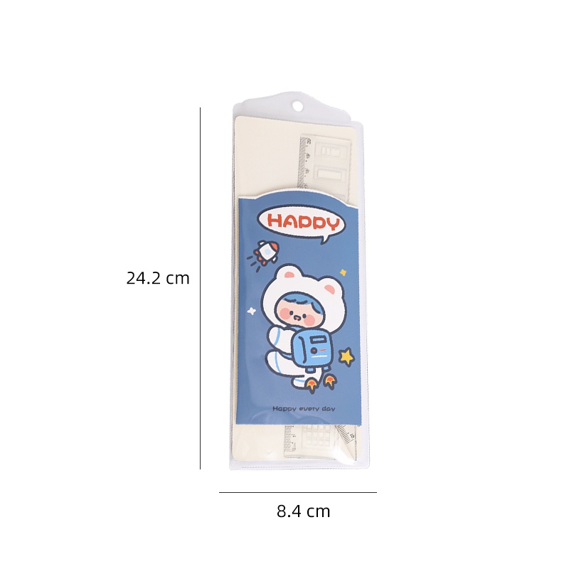 4 Pcs Simple Cartoon Transparent Ruler Set Student Portable Drawing Measuring Rulers. 