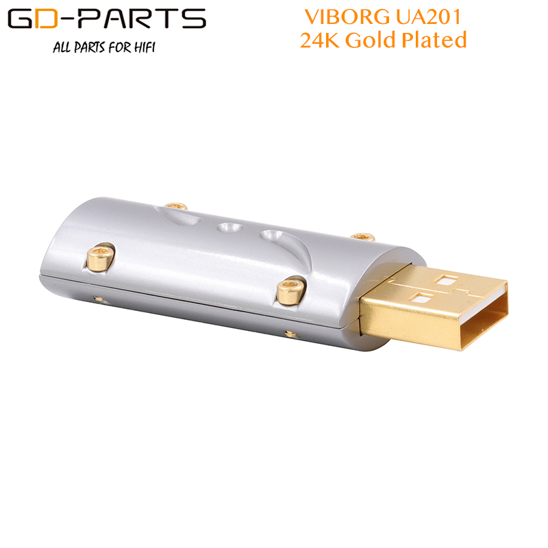 Viborg HI-END USB2.0 złącze wtykowe USB typ A B HiFi DIY kabel USB DAC 24K pozłacane brąz UA201 UB201. 