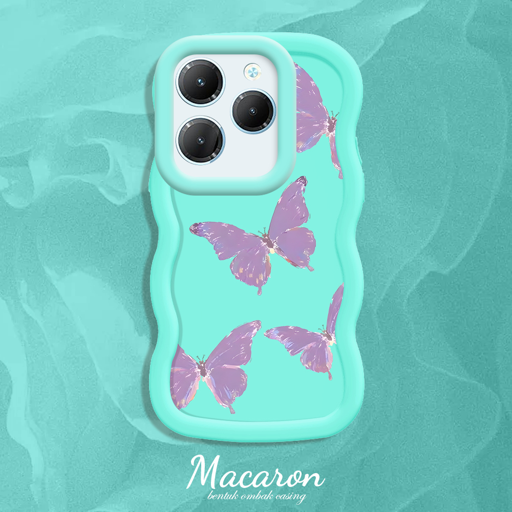 TA for Infinix Hot 40 Pro Tecno Spark 20 Pro Back Cover Macaron Wave Soft Silicone Mobile Phone Cover Purple Butterfly Pattern Case