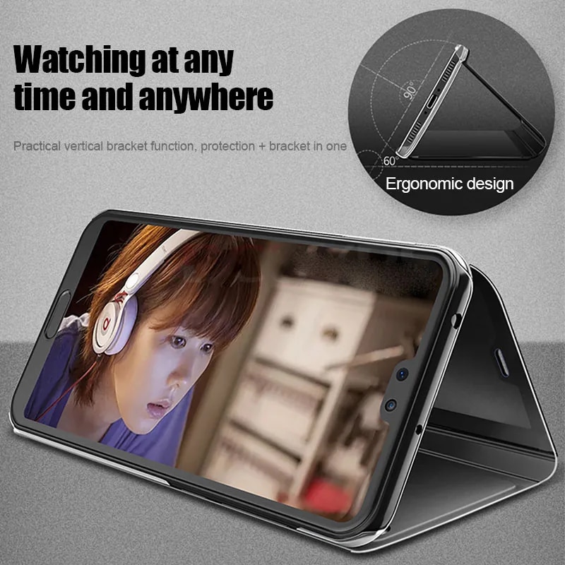 Flip Stand Clear View Mirror Phone Case For iPhone 13 11 12 Mini Pro Max 8 7 6 6s Plus Case For iPhone X XR XS Max SE 2020 Cover. 