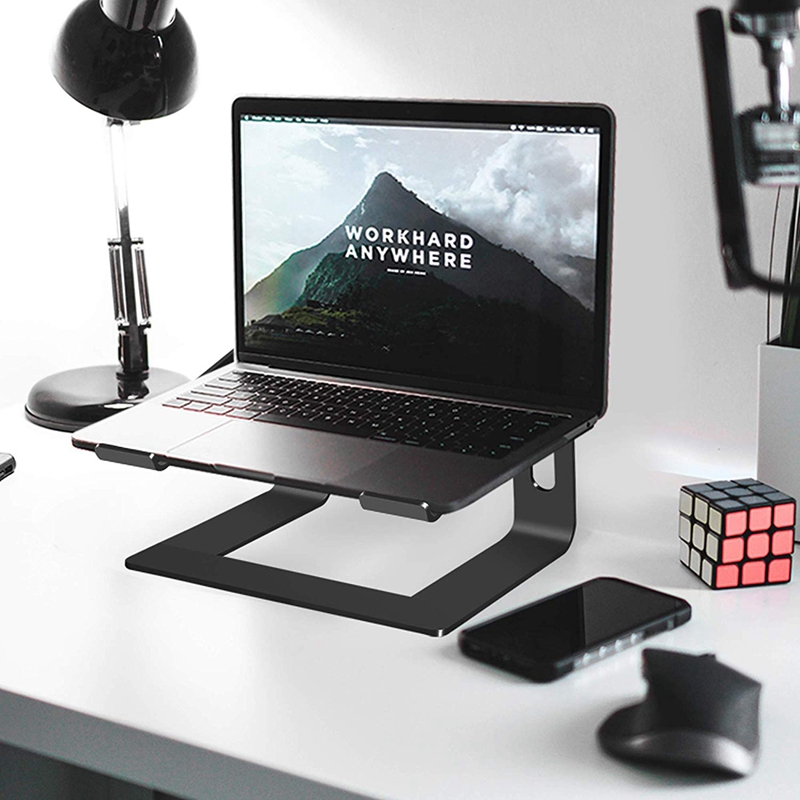 Aluminum Laptop Stand for Desk Compatible for Mac Macbook Pro Portable Holder Ergonomic Elevator Metal Riser for 10 To 15.6 Inch Computer Black. 