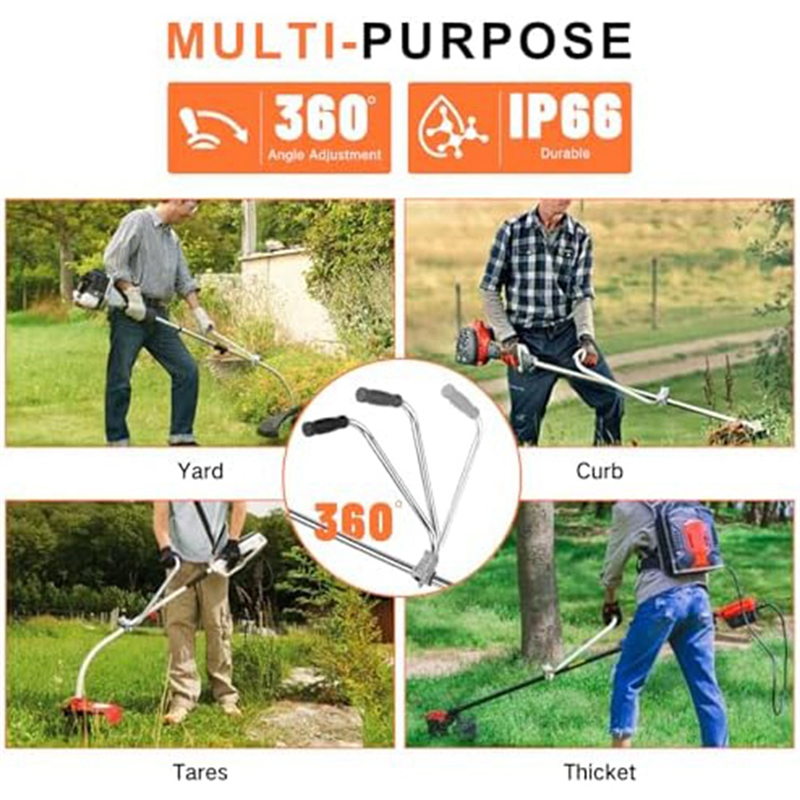 Trimmer Handle, Ergonomic Trimmer Handle, Handle Extension with Stand Clamp,Multifunctional Garden Lawn Mower Handle Durable Easy Install. 