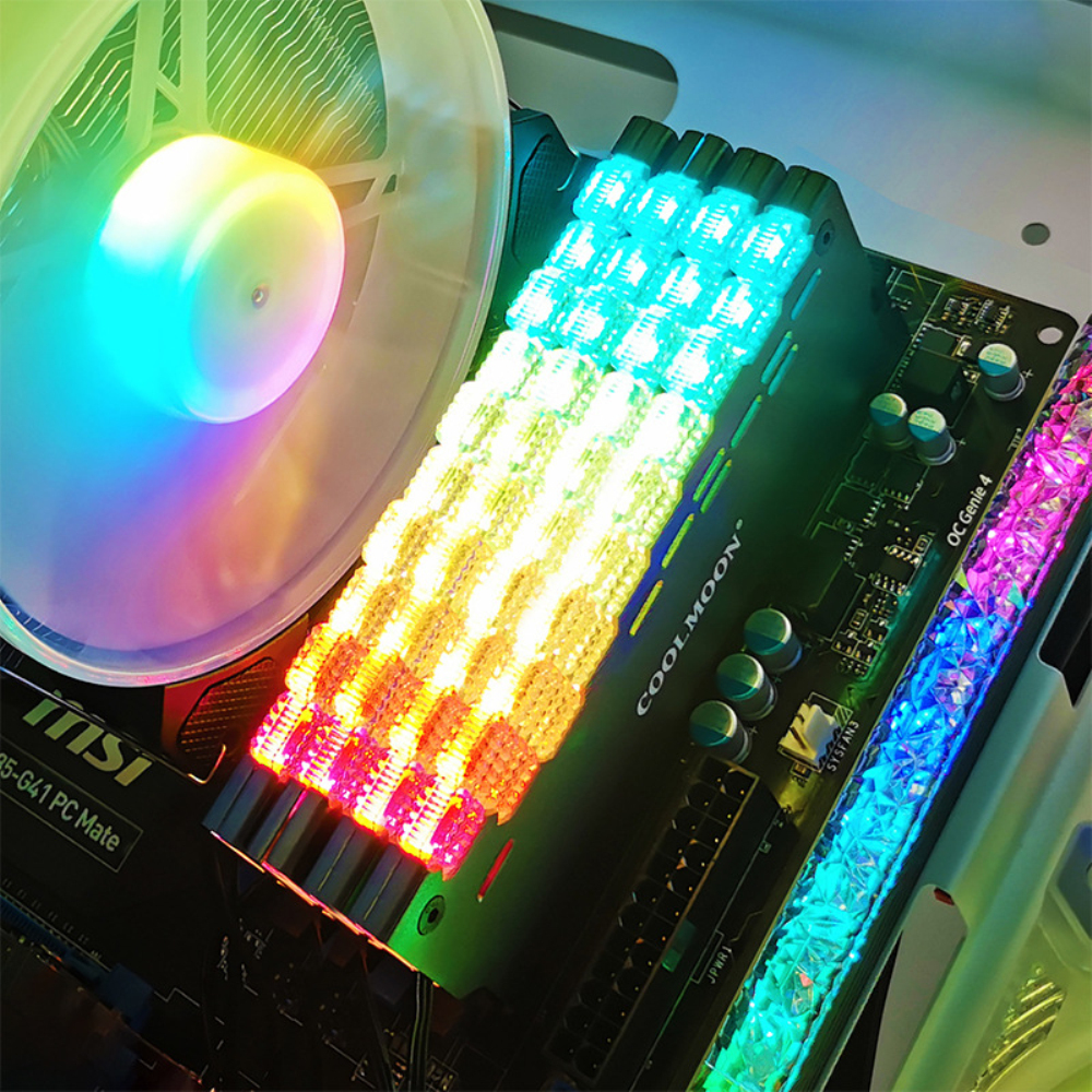 RA-2 RAM Memory Bank Heat Sink ARGB Colorful Flashing Heat Spreader For PC Desktop Computer Accessories Support RGB controller. 