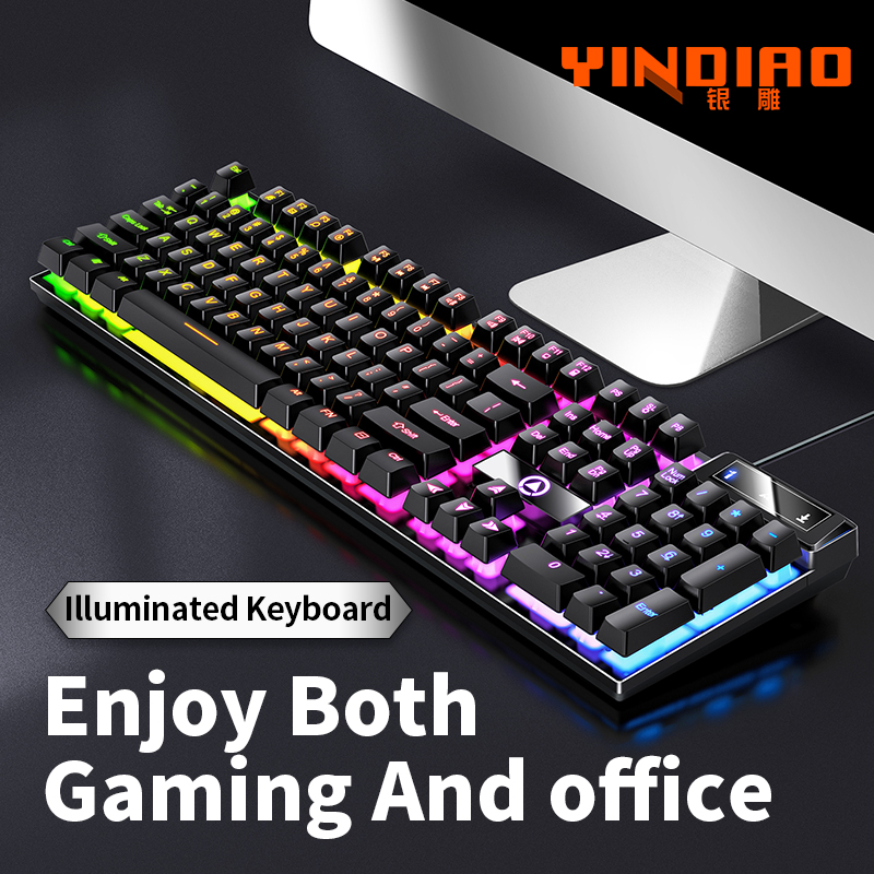 YINDIAO Keyboard Gaming Wired Laptop Desktops PC Computer Office Accessories Low Profile Gamer Keyboards With Numpad. 