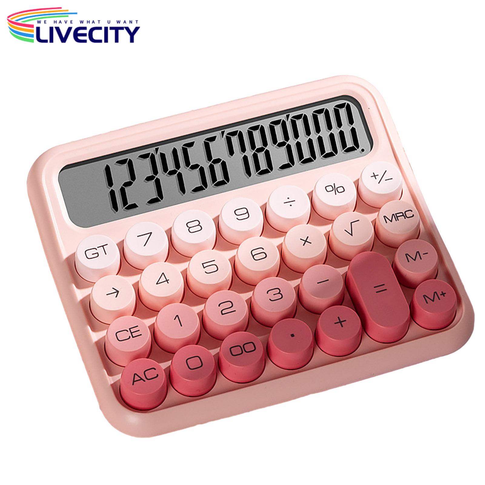 Ergonomic Design Calculator 12-digit Large Button Gradient Color Calculator Silent Mechanical Switch for Office School Use Aesthetic Design for Typewriter Style Calculator