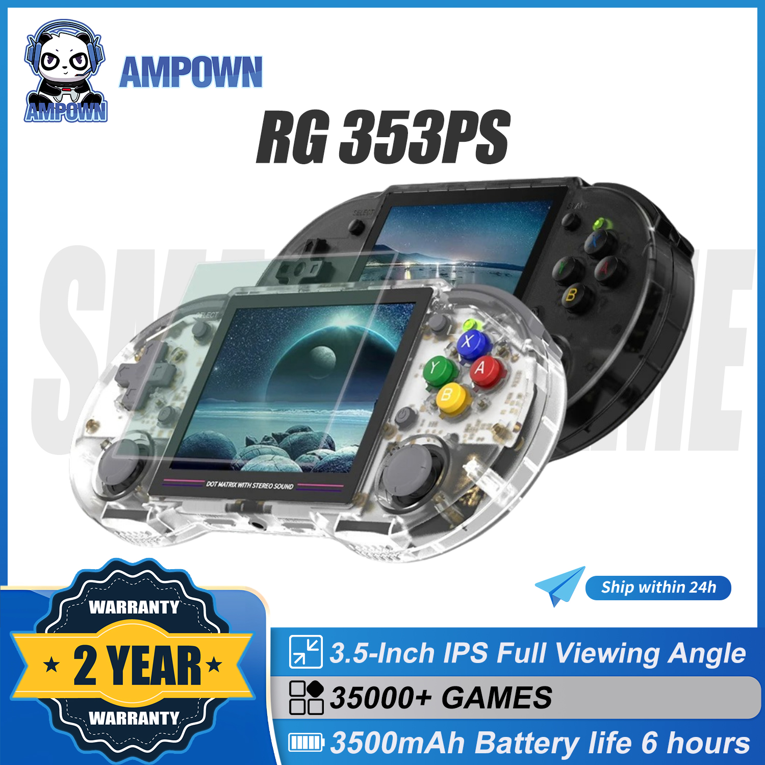 AMPOWN Anbernic RG353PS Handheld Game Players 3.5'' IPS Retro Portable Video Game Console Linux System Games PS Vita Console PSP
