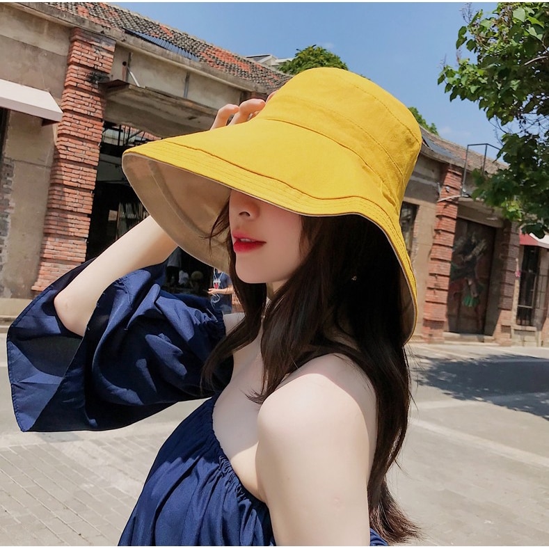 Women Beach Hat Large Brim Bucket Hat 