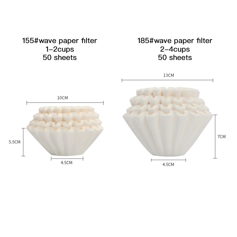 Kalita Wave Paper Filter 50 Sheets Pour Over Coffee Filter 155# for 1 To 2 Cups/185# for 2-4 Cupsr 50p Hand Brew Paper Filters. 