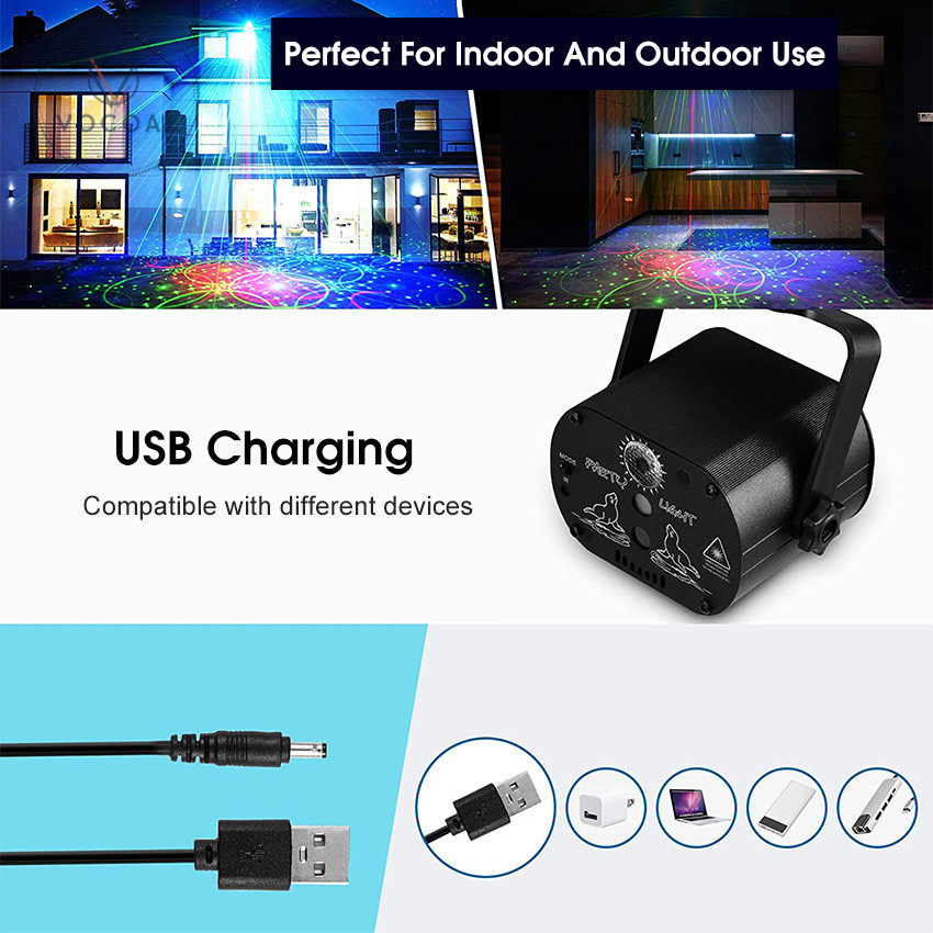 Vocoal Laser Lights Stage Lights Party Lights DJ Disco Sound Activated Strobe Lights RGB Led Laser Projector With Remote Control For Birthday Wedding. 