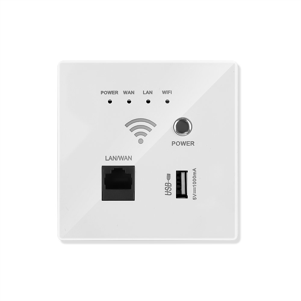 300Mbps 2.4Ghz WIFI Router Wireless WiFi Socket RJ45 AP Relay Smart USB Socket Panel 220V Power Embedded Wall WIFI Router. 