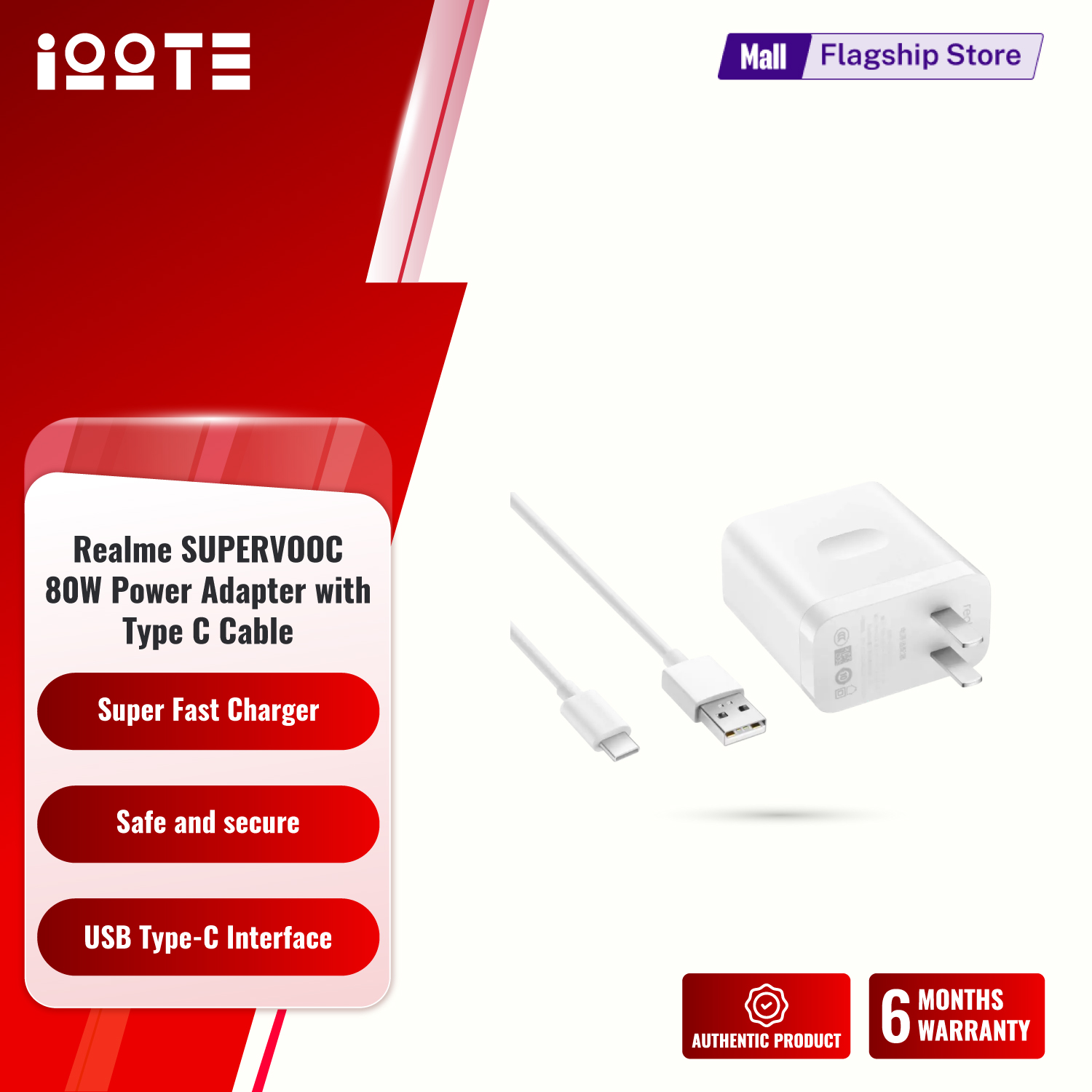 Realme SUPERVOOC 80W Power Adapter with Type C Cable