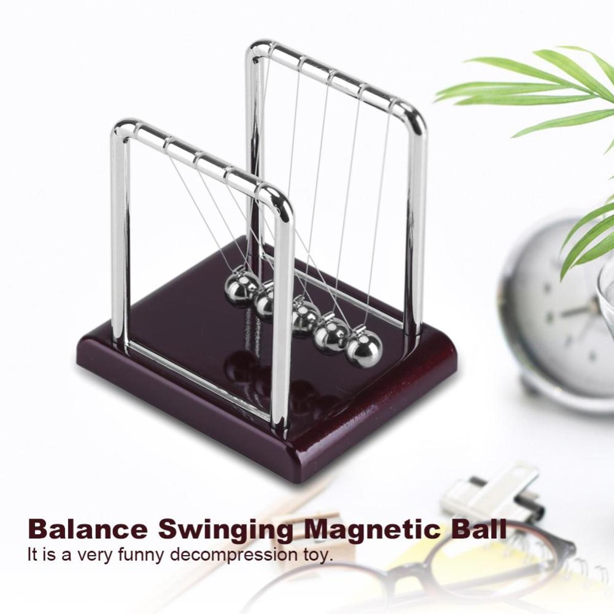 Steel Balanced Magnetic Swinging Ball Cradle Physics Science Pendulum Desk Fun Toy - intl