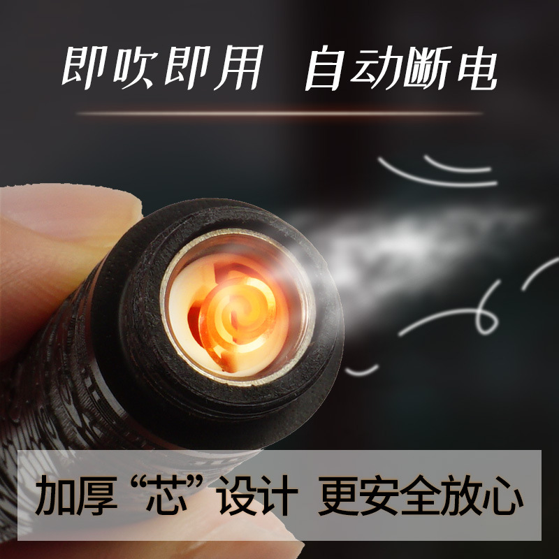 Open Fire Induction Blowing Chinese Retro Ancient Fire Folding Lighter for Boyfriend Personality National Fashion Electronic Charging. 