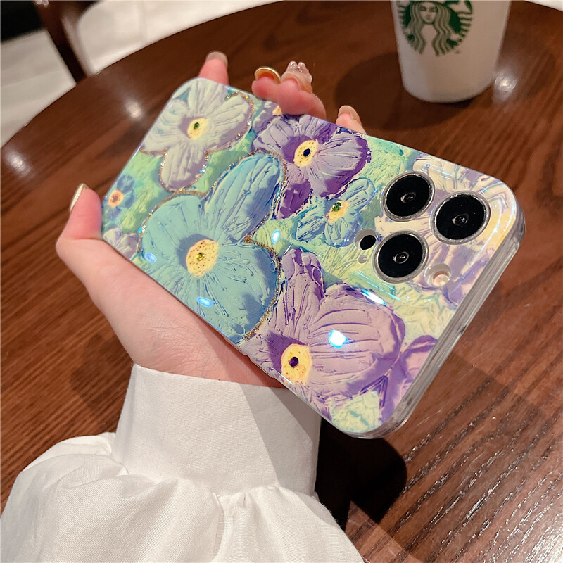 New Phone Case For Realme C53 Cover Soft Blue Light Oil Painting Flower Silicone Anti Shock For Realme C53 Case. 