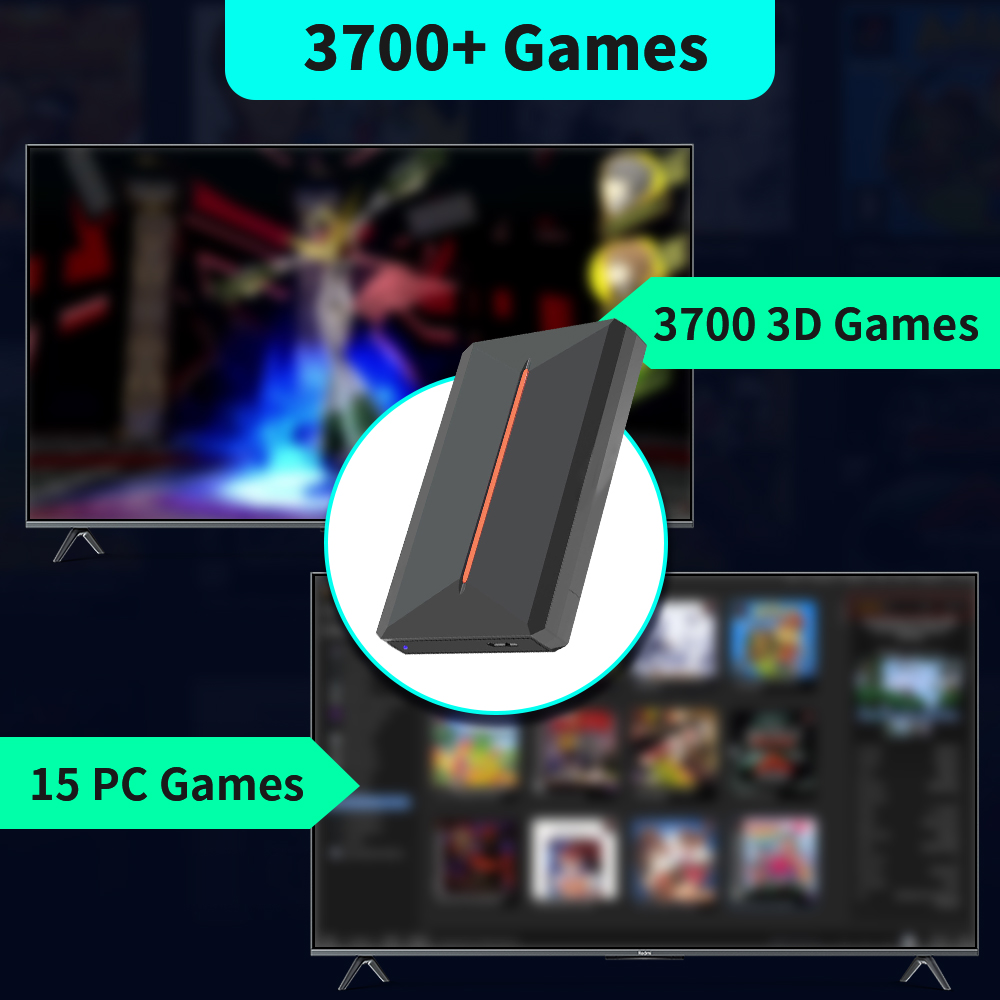Launchbox Gaming Consoles 500G Gaming HDD For PS4/PS3/PS2/PS1/Wii/Wiiu/Gamecube/N64 With 3700+ 3D/Retro Games For WIN PC/Laptop. 