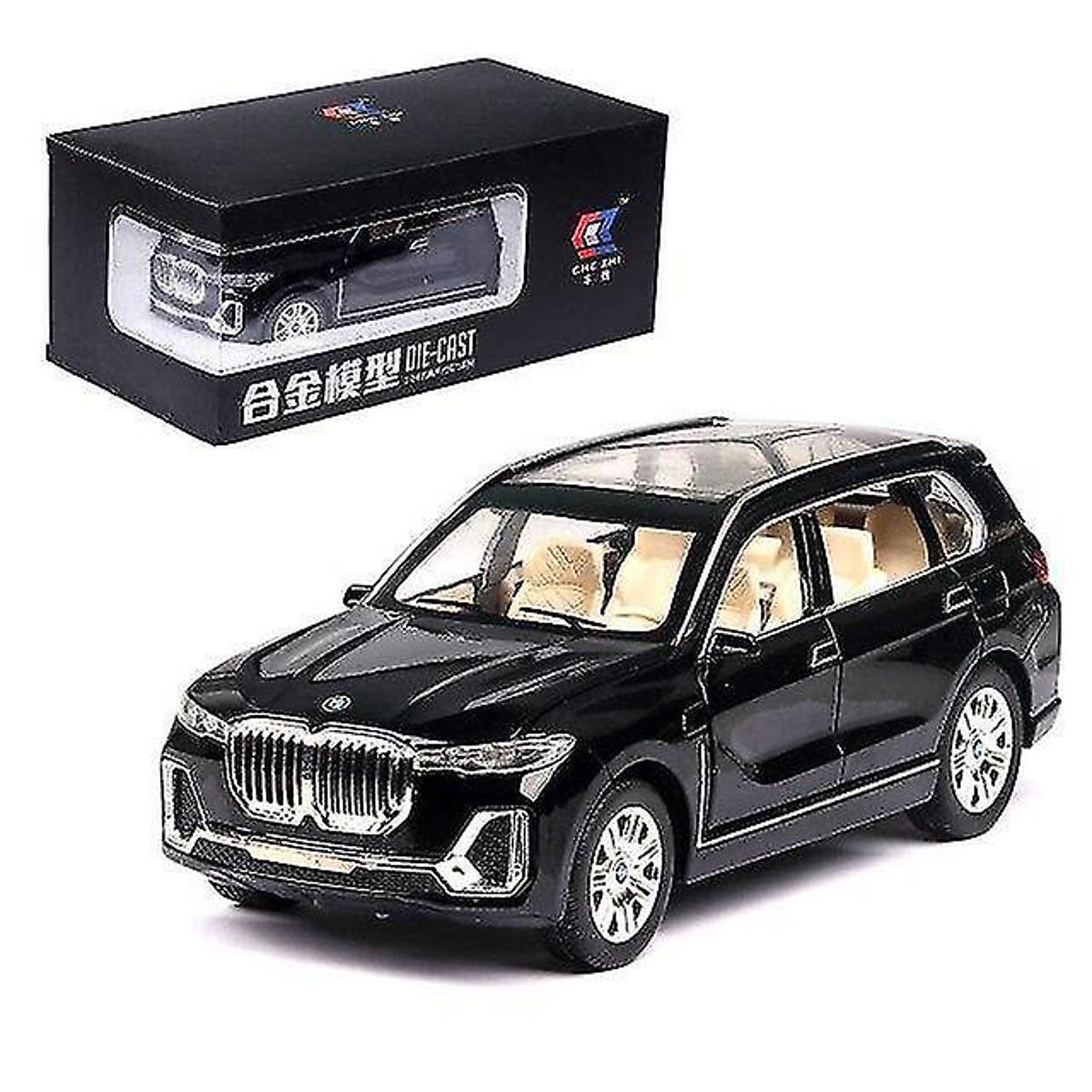 Compatible for BMW X7 SUV Model Car Toy Black, Diecast Model SUV Alloy Pull Back Toy Car with Sound and Light 1:24. 