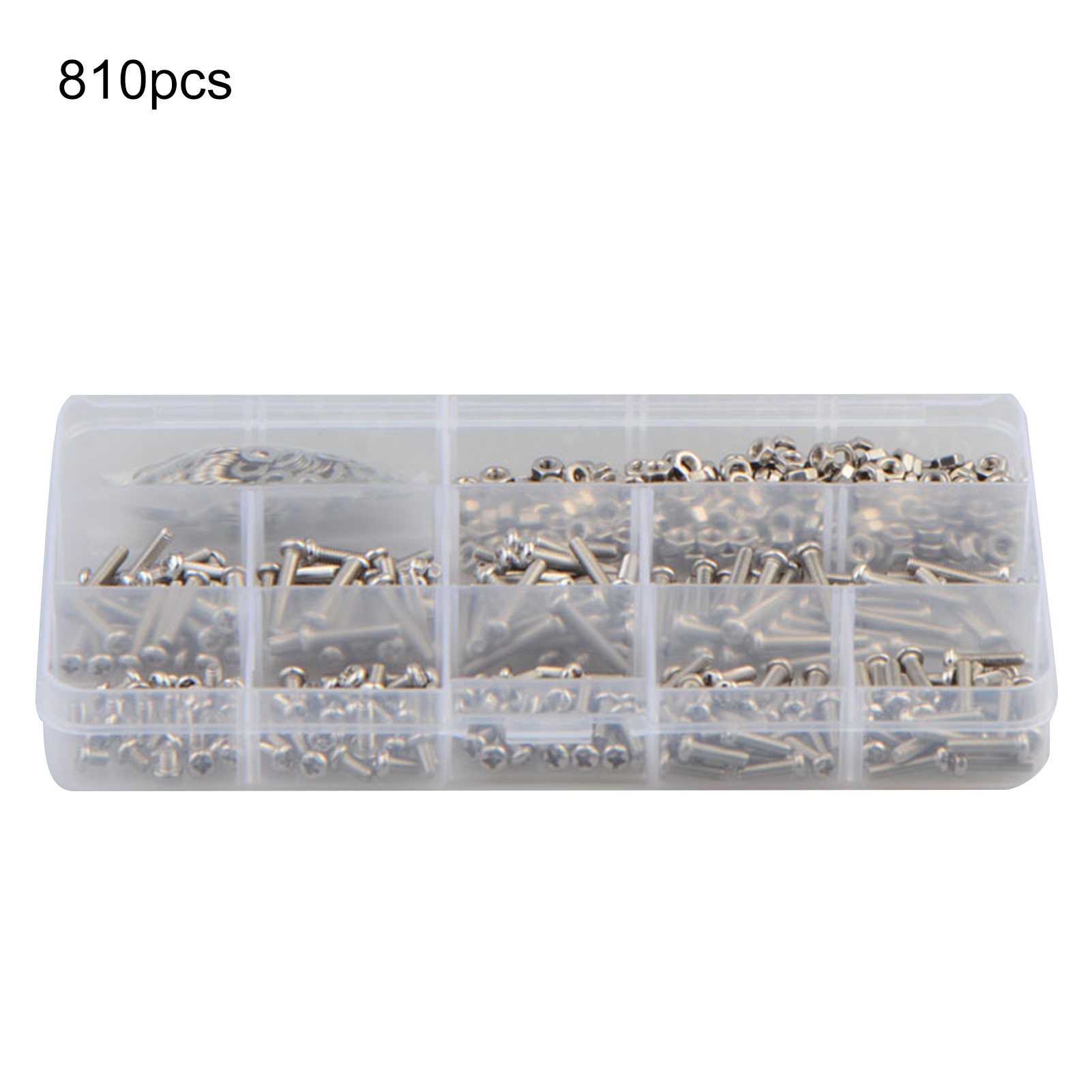810Pcs M3 Screw Nut Gasket Set Inner Cross Burr-free 304 Stainless Steel Assorted Screws Nuts Gaskets Group for Maintenance. 