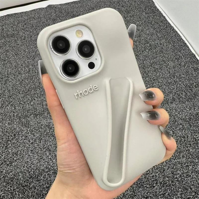 Minimalist Solid Color Rhode Soft Silicone Case For iPhone 15 14 PIus 11 13 12 Pro Max Can Be Installed With Lipstick Back Cover. 