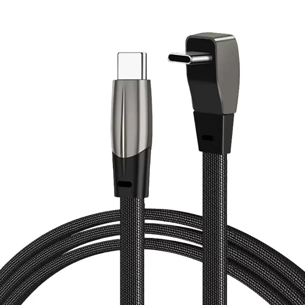 PD60W Type C 90 Degree Right Angle 39.4inch USB C Fast Data Sync Fast Charging Cable Copper Core Inside Nylon Braided Wire