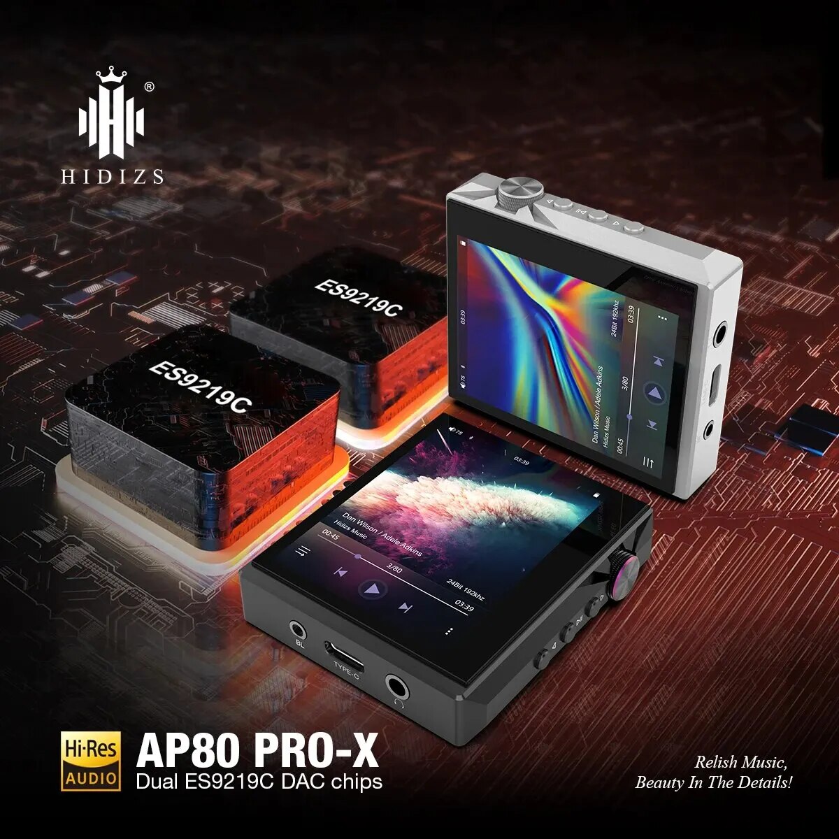 Hidizs AP80 PRO X Portable Bluetooth Mp3 Music Player E-Book Reading Pedo Meter Touch Screen LDAC Lossless MQA AMP DAC. 
