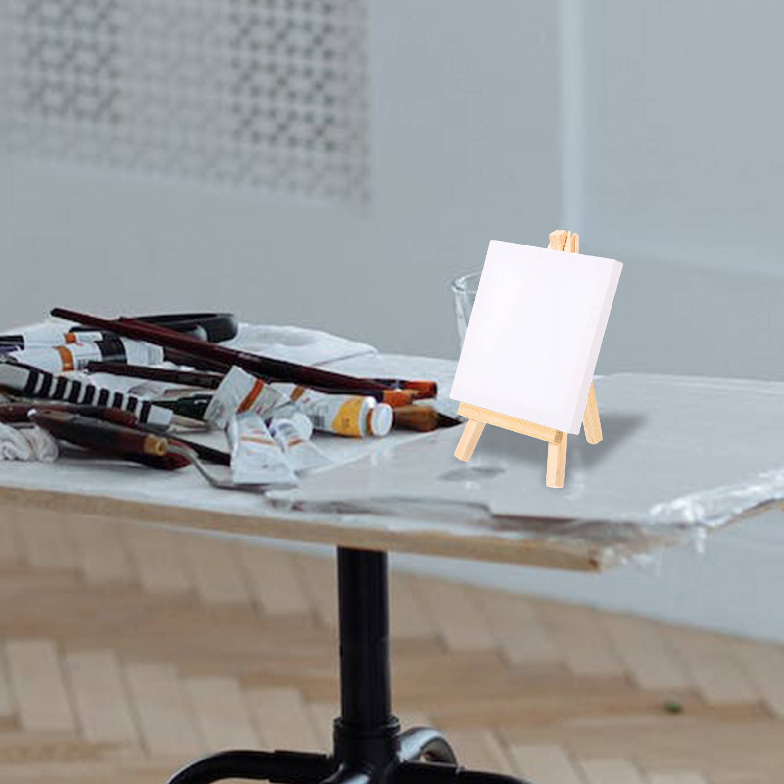 1 Set Crafted DIY Mini Canvases Multi-function Canvas Easels Delicate Painting Canvases Amour zii. 