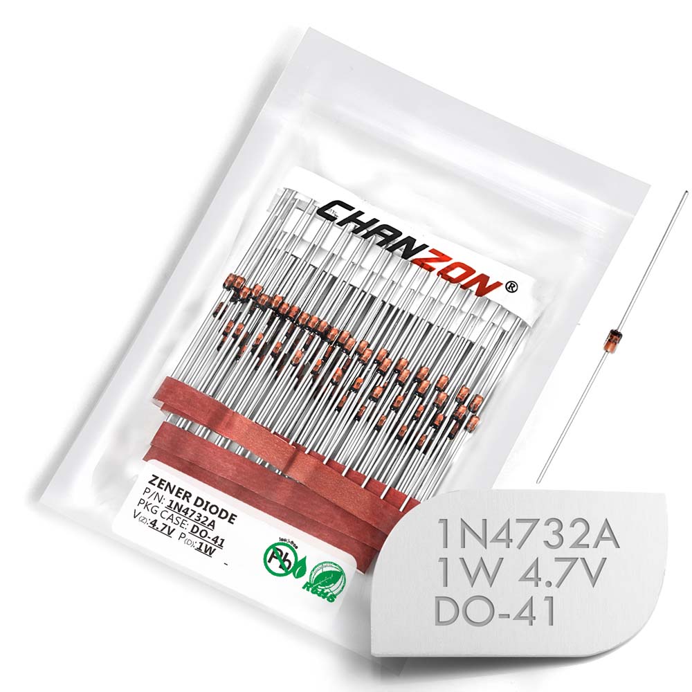(100 Pcs) 1N4732A 1N4732 Power Zener Diode 1W 4.7V DO-41 (DO-204AL) Axial 1 Watt 4.7 Volt 4V7 IN 1N 4732A IN4732A