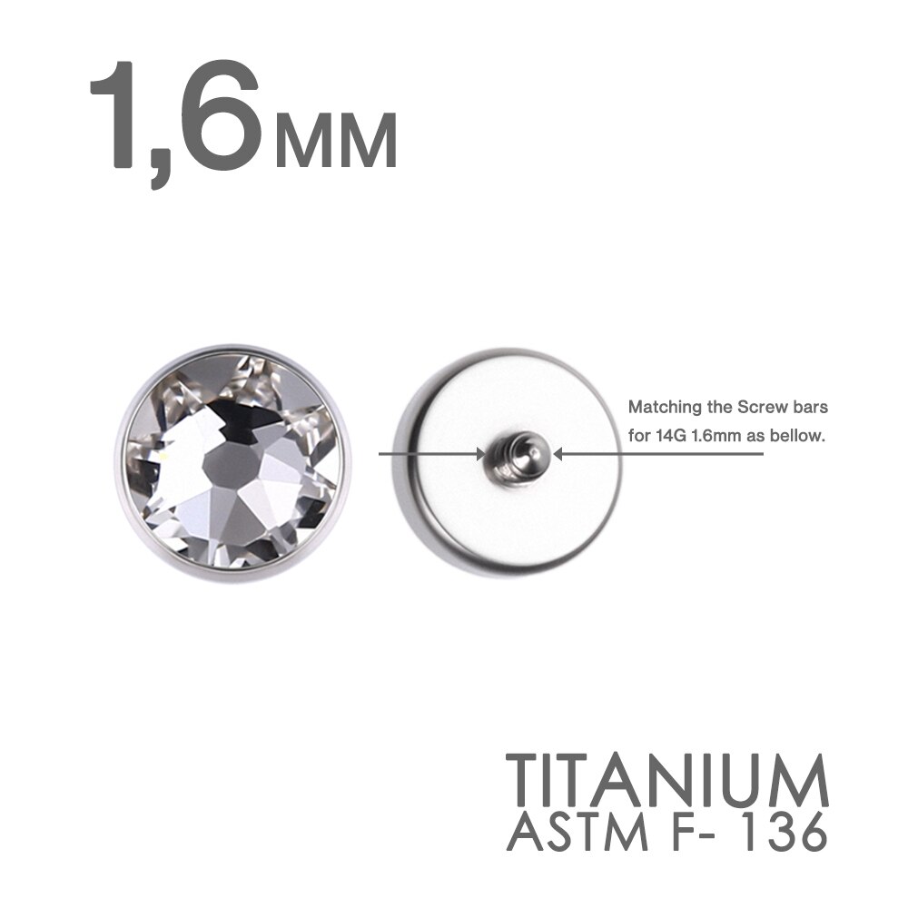 Microdermal Medusa Titanium Dermal Crystal Top Piercing Surface 1.6mm 14G 3 4 5 7mm Choose Jewel Color 1Pc. 