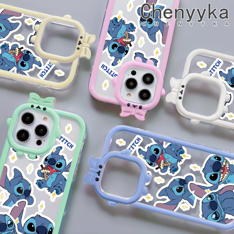 Chenyyka For Realme C2 C2S OPPO A1K Case Cartoon Cute Stitch Shockproof Clear Phone Cases Lovely Little Monster Camera Lens Protective Cover Soft Silicone Transparent Shell. 