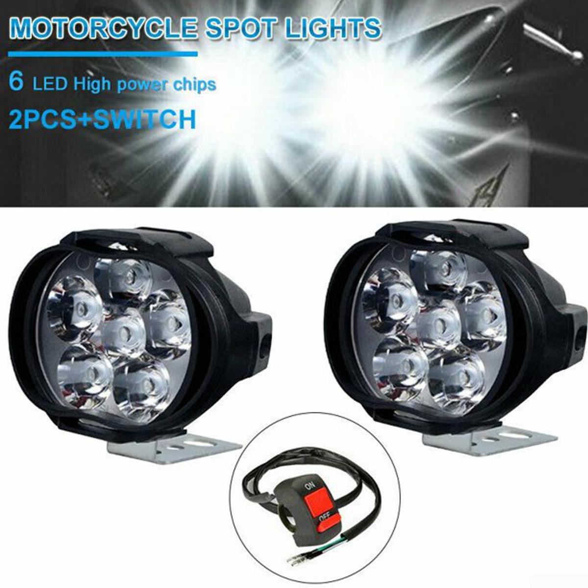 [[[2pcs]][[6 LED]]12V[[6W]]Fog Light Universal for Bikes and Cars with on/off Switch]](White)]]]]]ST