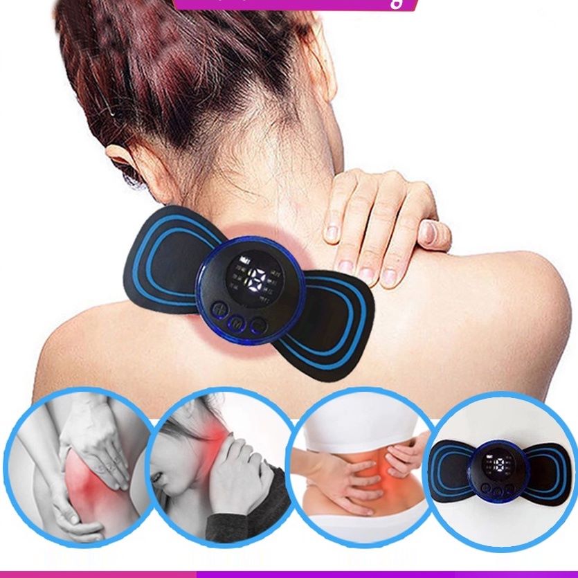 EMS Mini Neck Pulse Massager Electric LCD Display Stretcher EMS Mini Massager 2 pad. 