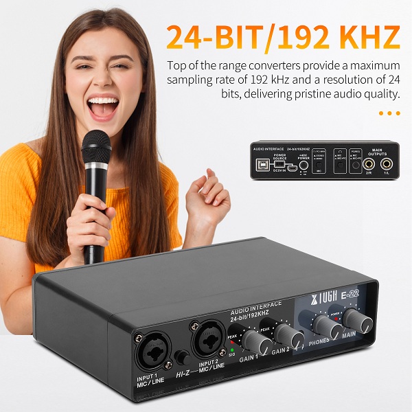 X TUGA E22 HIGH-FIDELITY Audio Interface Professional Sound Card 24-bit/192KHZ. 