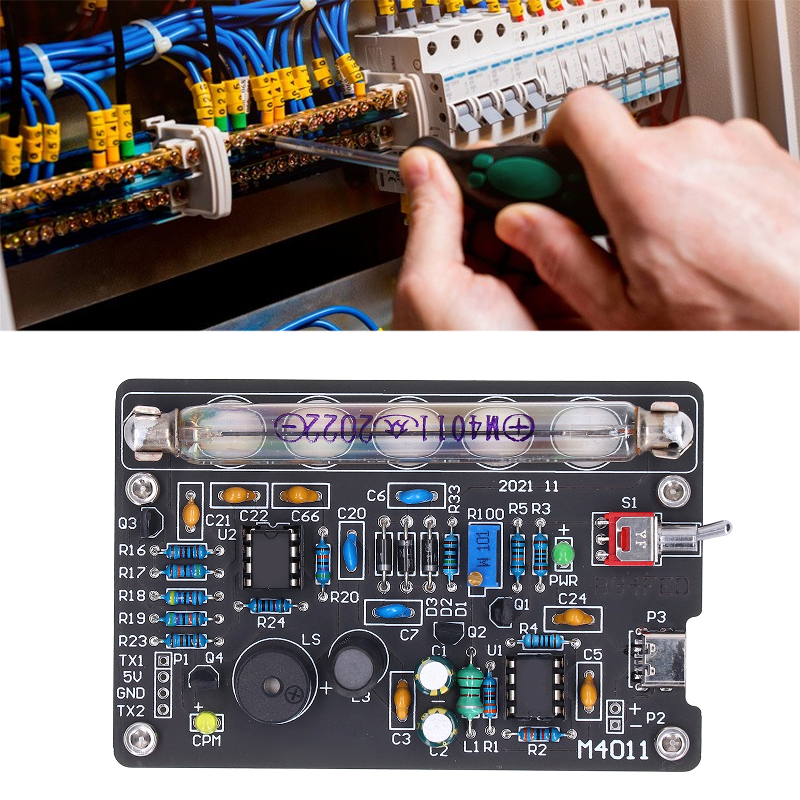 Geiger Counter Module, Nuclear Radiation Detector Stable Circuit Structure Resin for Marble. 