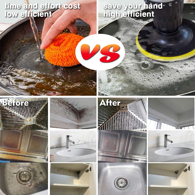 【Fashion】12 Piece Pads Power Scrubber Brush with Extended Long Attacht All rpose-Cleaner Scrubbing Drill for Cleaning l Tile. 