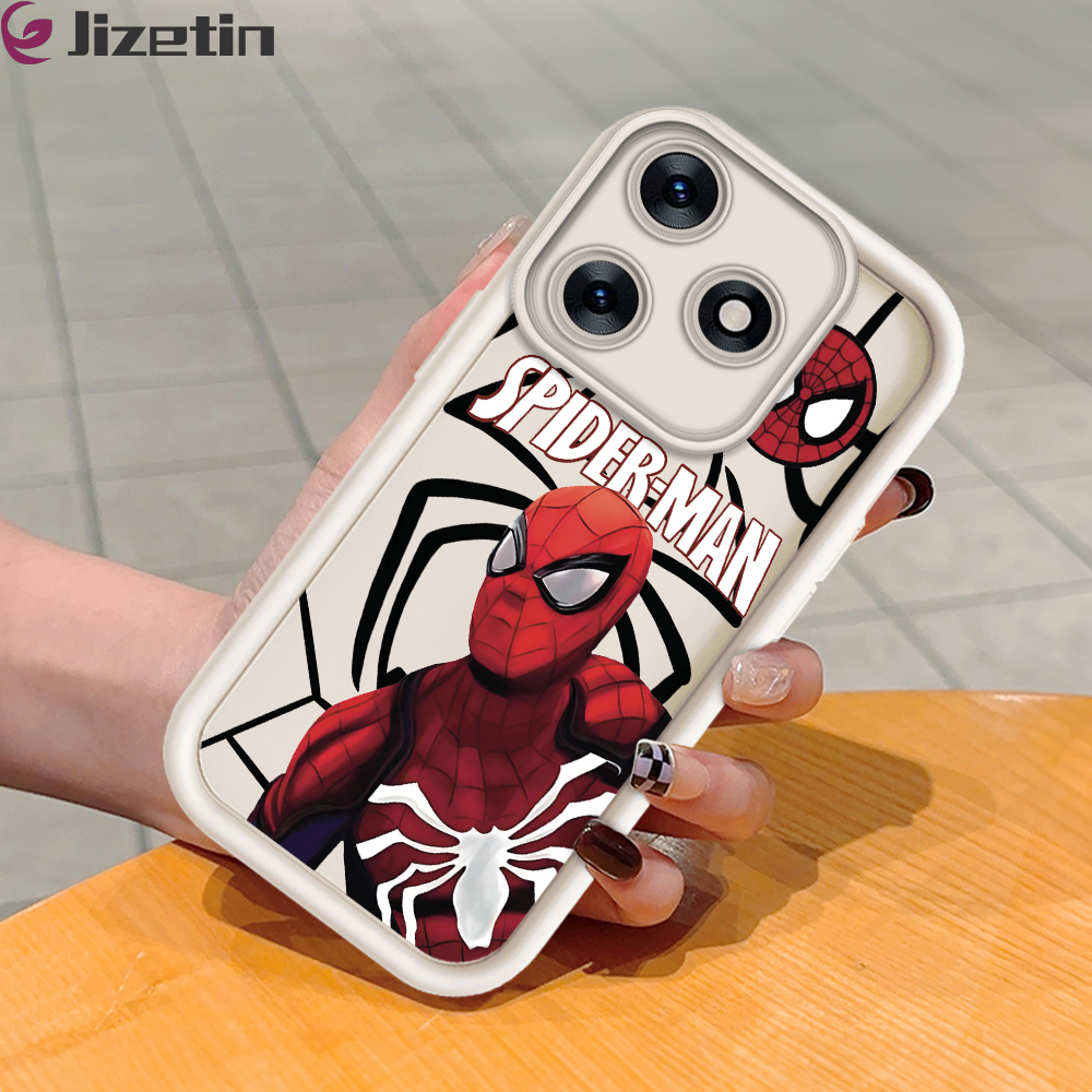 Jizetin for Tecno Spark 10 / Spark 10C Back Cover Spider Superman Ladder Camera Soft Rubber Mobile Phone Case
