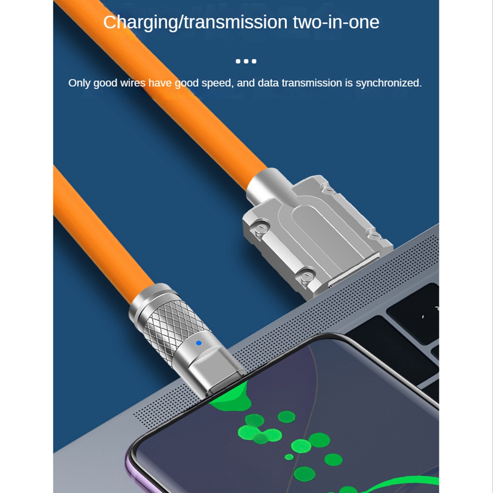 120W 6A Super Fast Charge USB C Charging Cable USB Type-C Charging+Data Transfer 2-In-1 Mobile Phone Cable Orange(1M). 