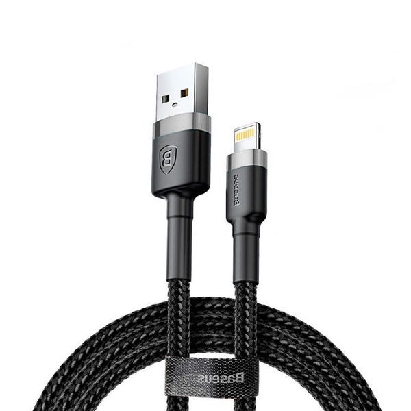 Baseus Cafule Cable Usb For Lightning 2.4A 1M (Calklf-Bg1)-Gray & Black - Type C Cable. 