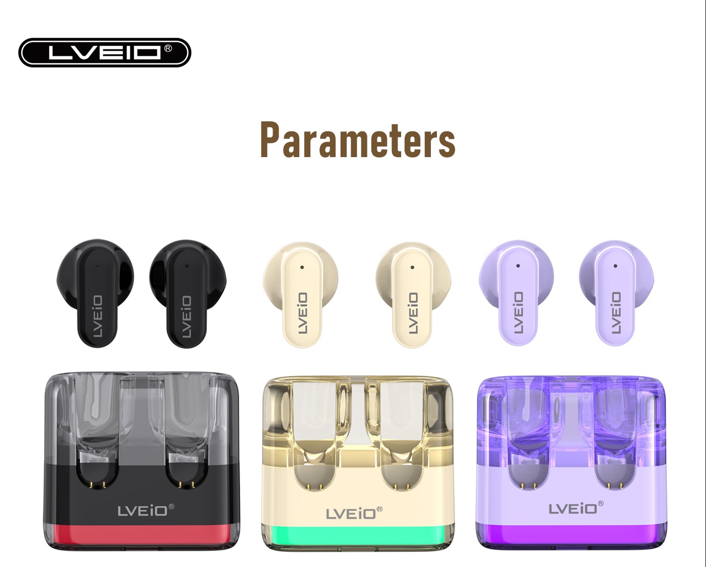 LVEIO LV-B30 TWS Bluetooth Wireless Earbuds Noise Cancelling Handfree Earphone HiFi Sound