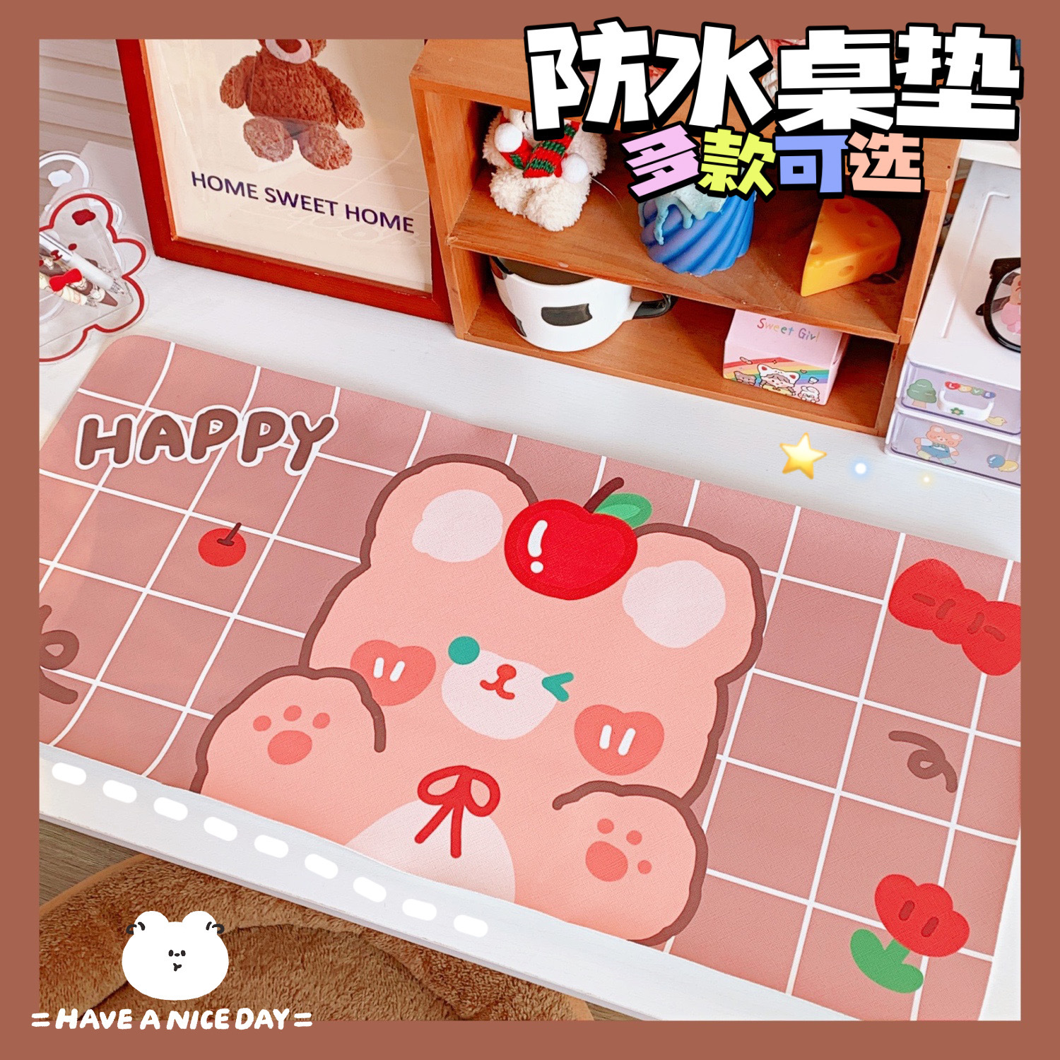 Cartoon soft cute bear rabbit table mat student dormitory mouse pad computer keyboard mat table mat desk decoration female. 