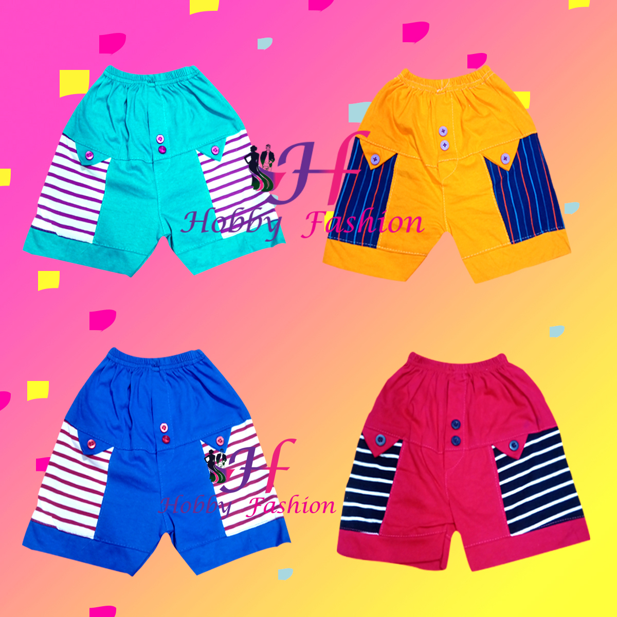 4 Pieces One Color and Stripe Half Pant for boys by any color. 