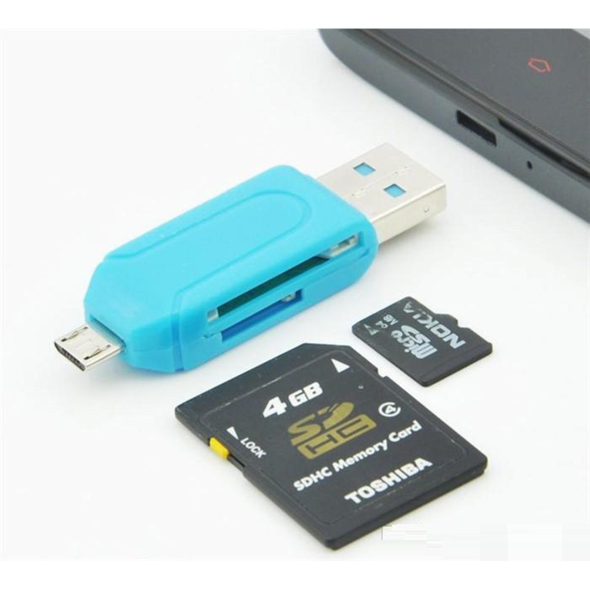 USB 2.0 OTG Memory Card Reader for Android, PC, Laptop