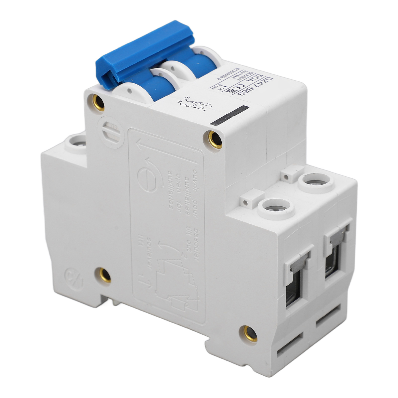 2P Circuit Breaker, Short Circuit Protection Switch DC 500V 50A Multifunctional for Ship Power System. 