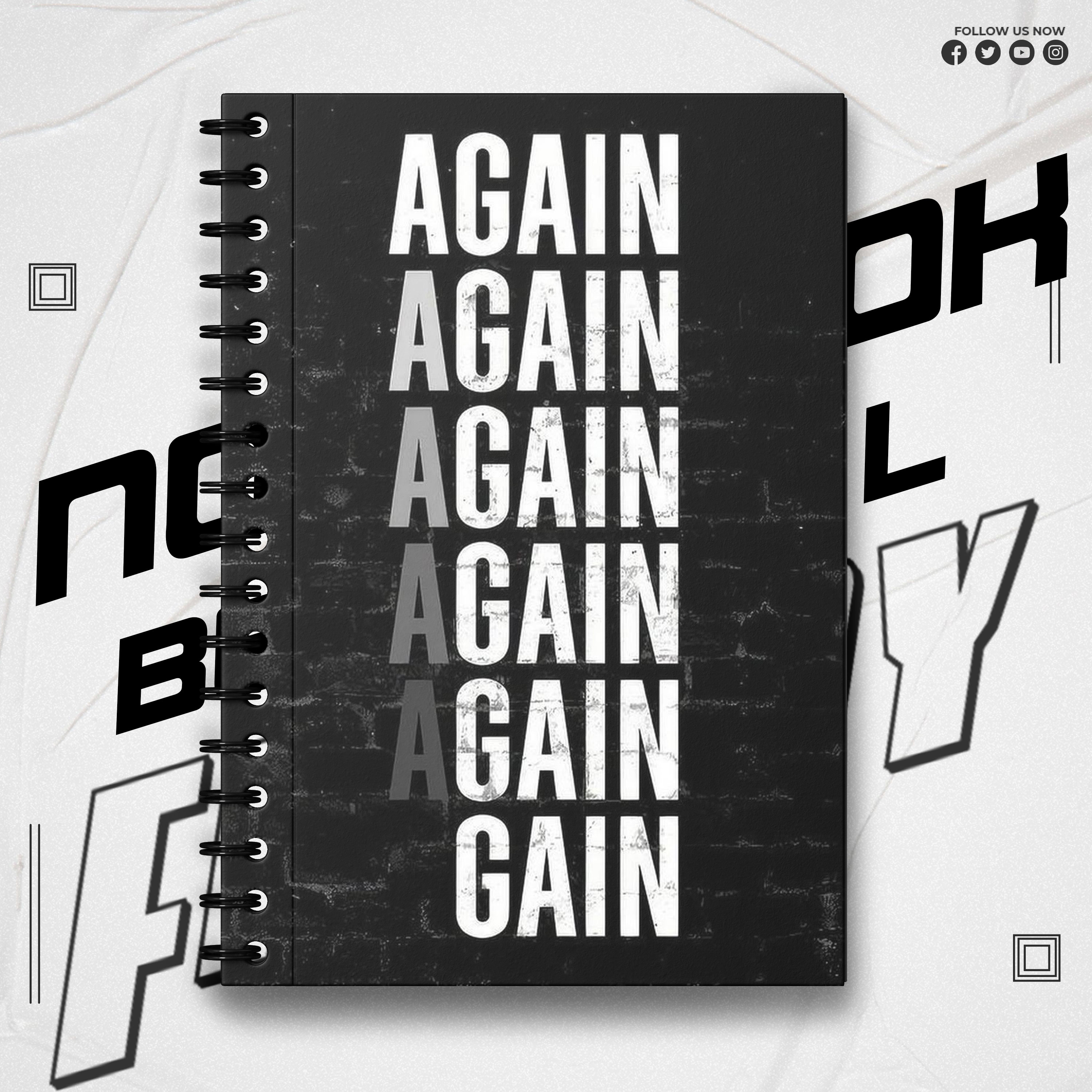 Notebook Typography Motivational Speech Again And Gain Theme Design Rise360 Writing Journal Pad K648