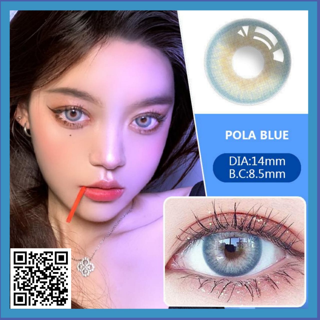 KSSEYE Pola Blue Color Contact Lens with regular kit box. Ksseye Pola Series. #polablue. 