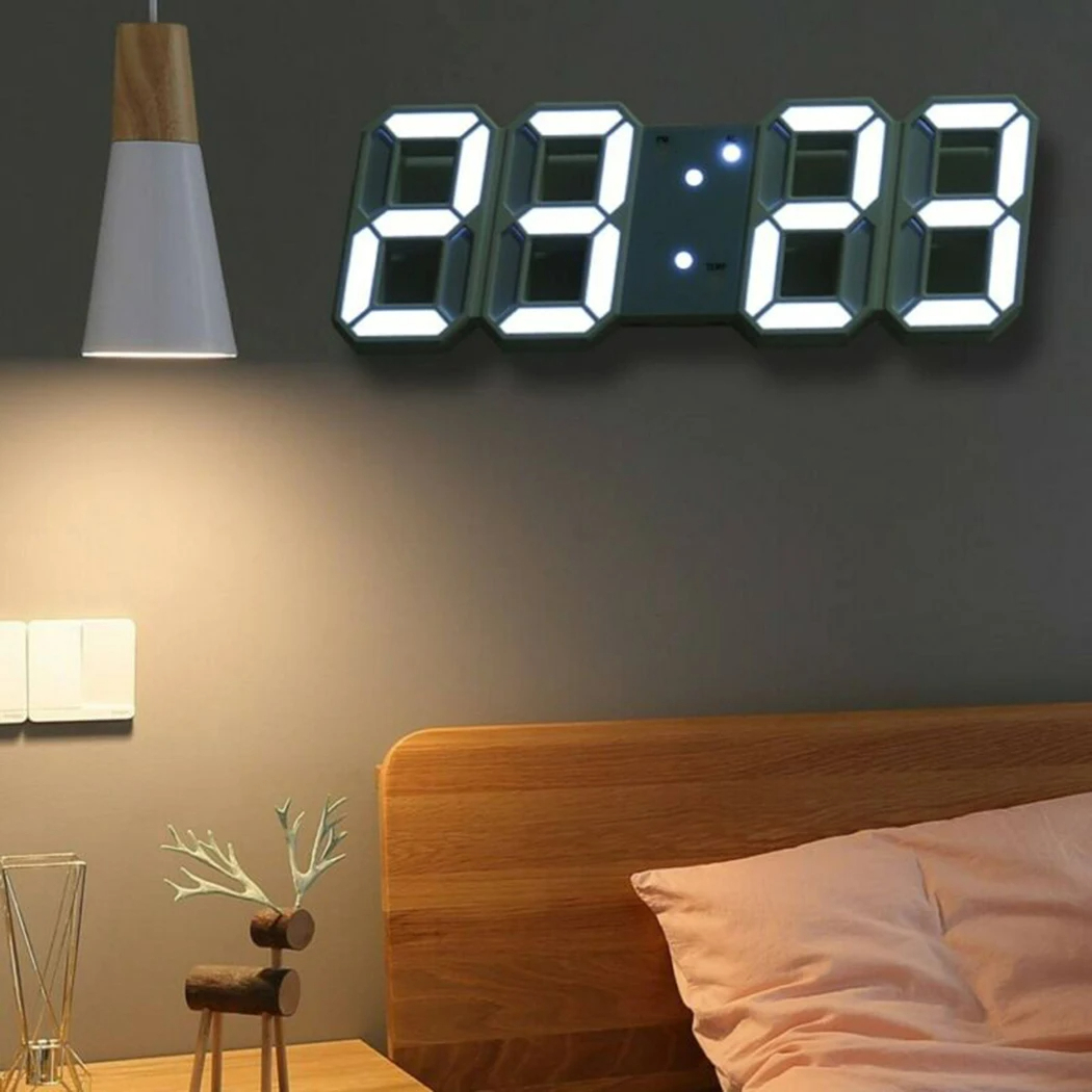 3D LED Digital Clock Electronic Table Clock Alarm Clock Wall Glowing Hanging Clocks. 
