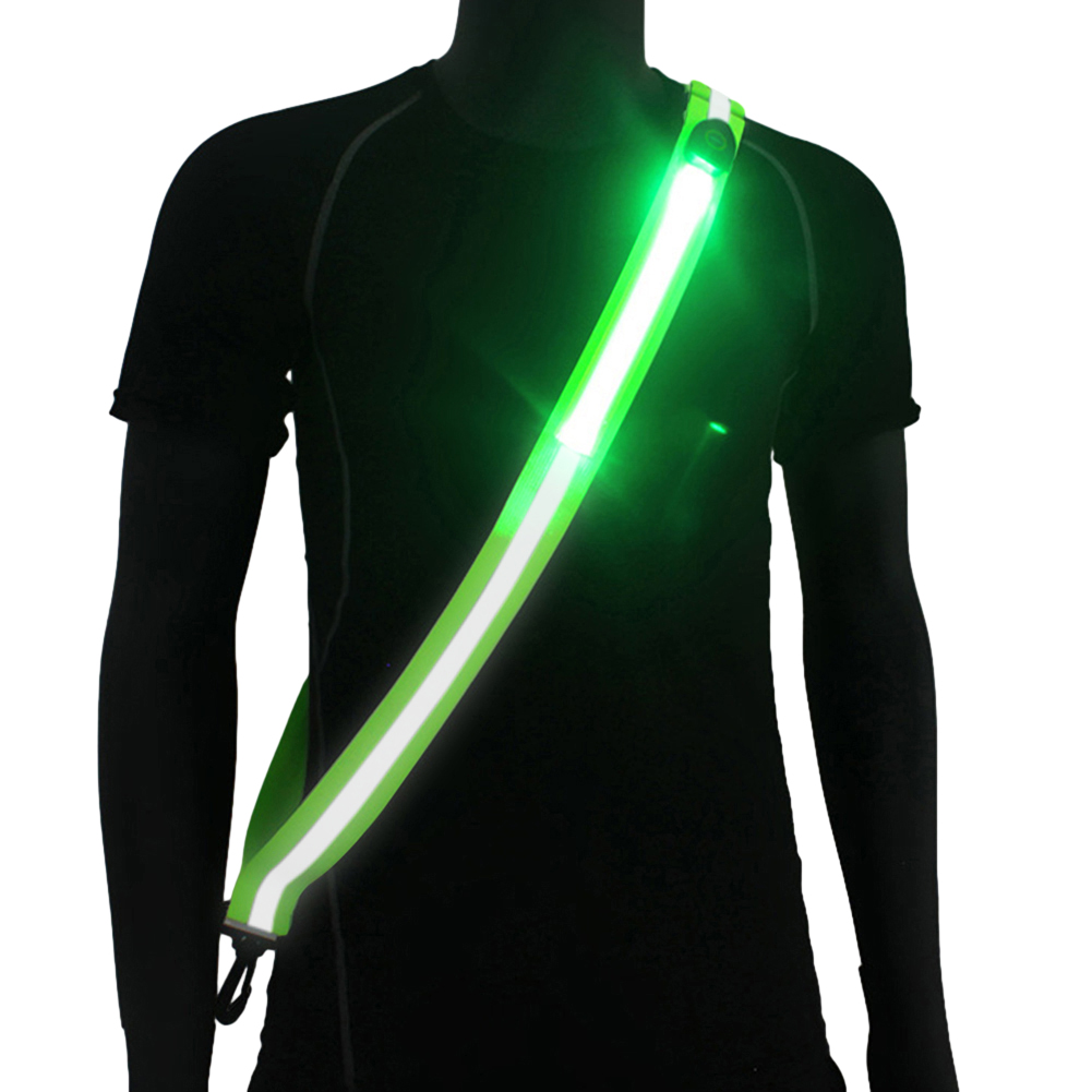 USB Rechargeable LED Reflective Belt Sash High Visibility LED Reflective Belt Safety Reflective Running Gear for Night Running. 